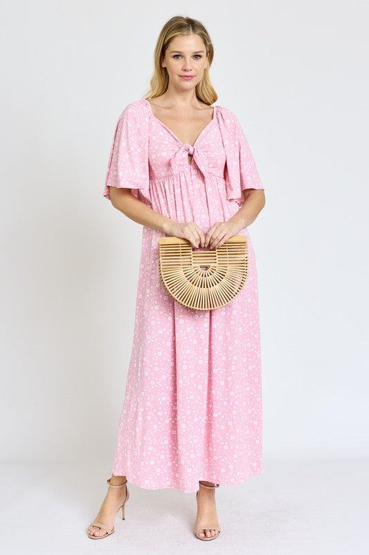 PLUS Floral Angel Sleeve Maxi Dress