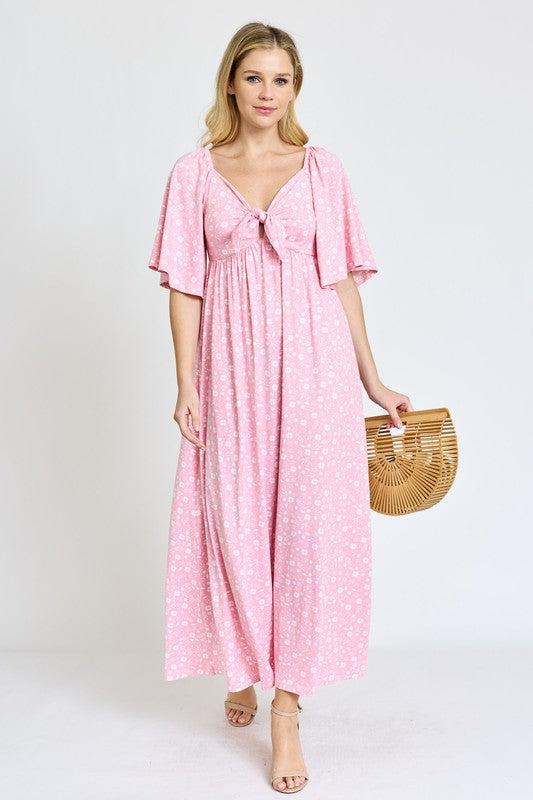 PLUS Floral Angel Sleeve Maxi Dress