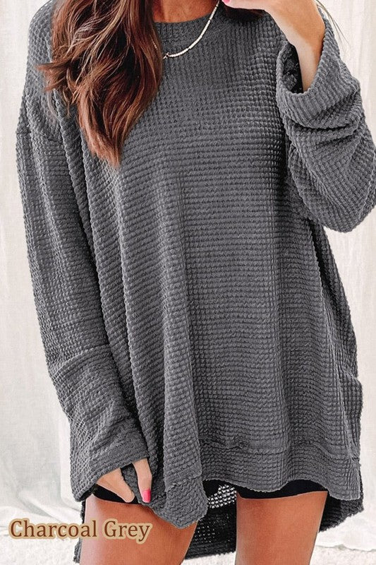 Waffle Knit Oversized Top