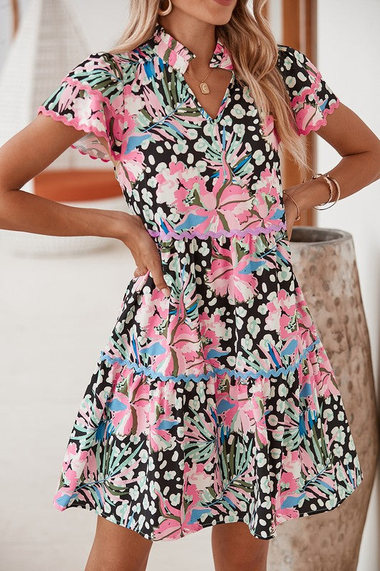 Floral Ricrac Dress