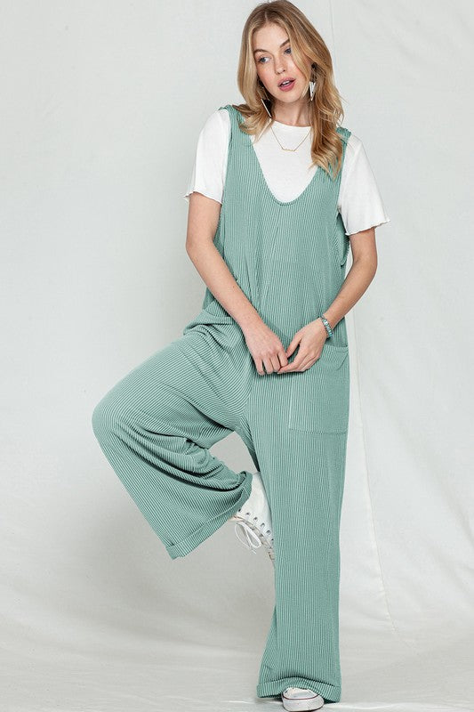 Corded Wide Leg Jumpsuit