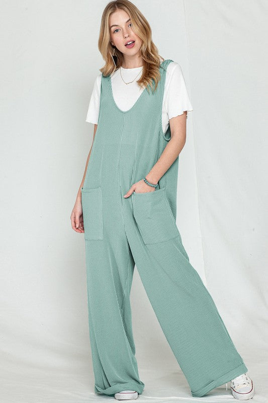 Corded Wide Leg Jumpsuit