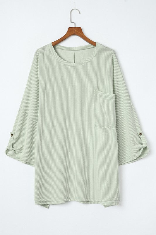 Ribbed Oversized Pocket Top