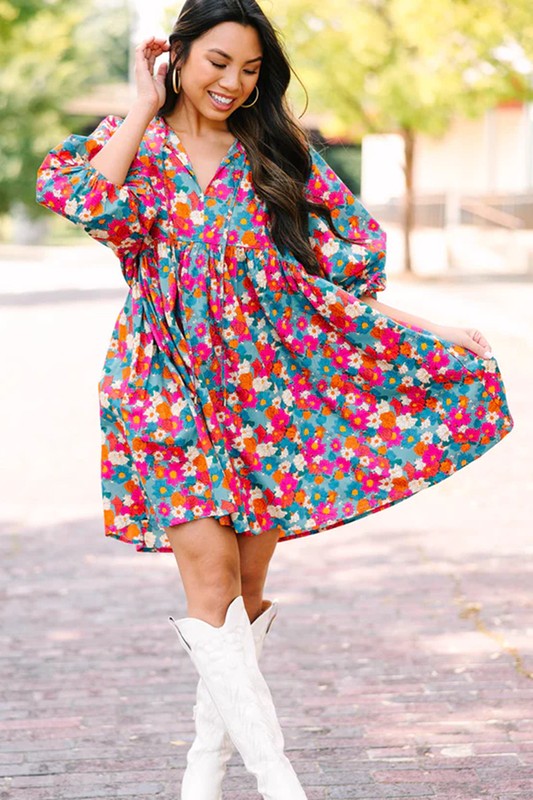 Bubble Sleeve Babydoll Dress