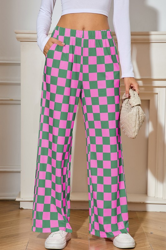 Checkered Wide Leg Pants