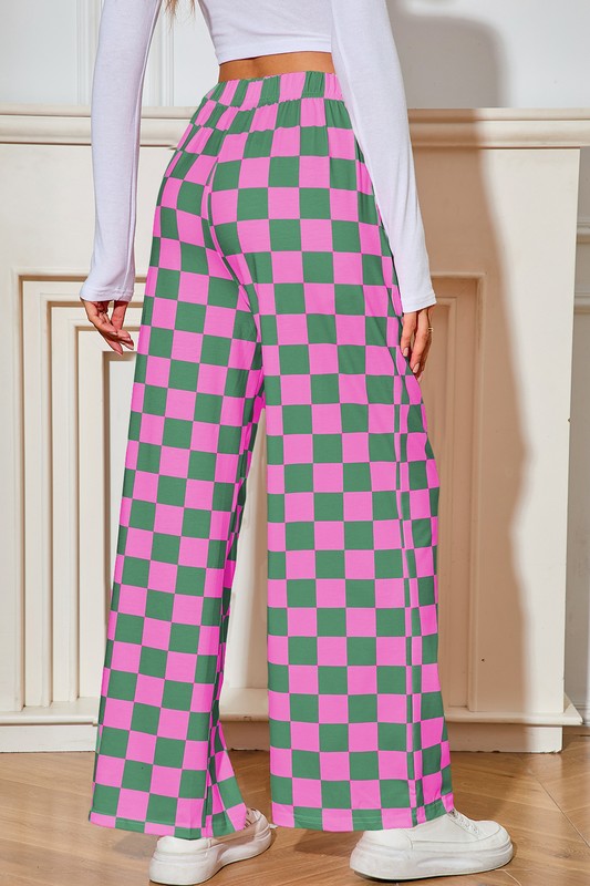 Checkered Wide Leg Pants