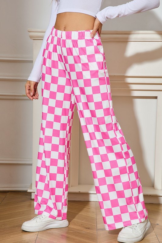 Checkered Wide Leg Pants