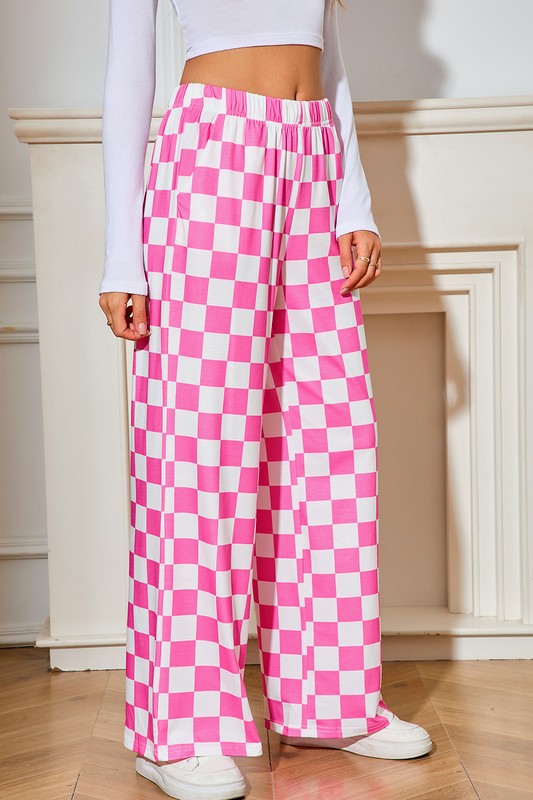 Checkered Wide Leg Pants