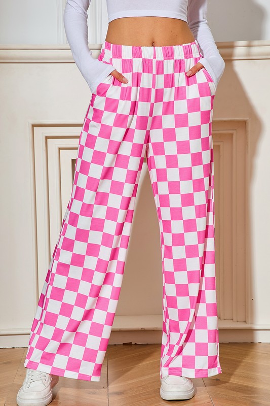 Checkered Wide Leg Pants