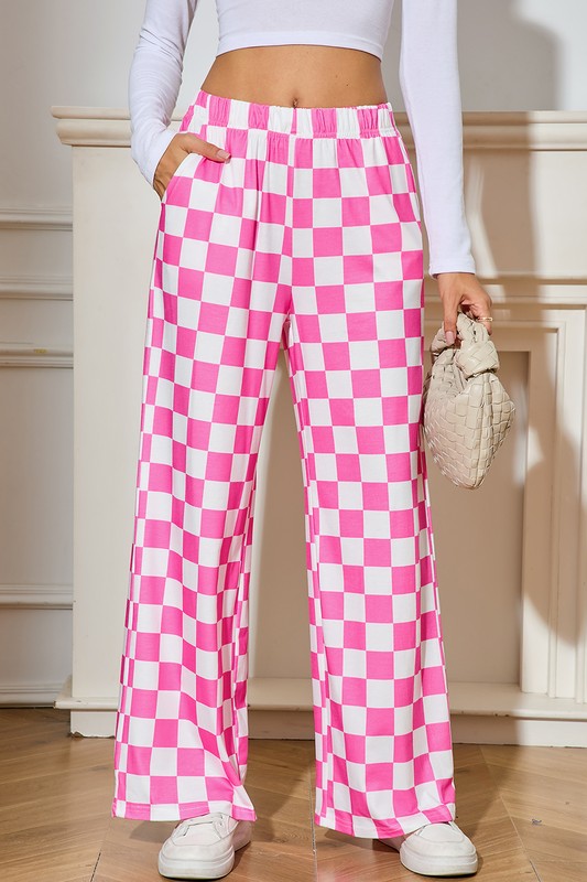 Checkered Wide Leg Pants