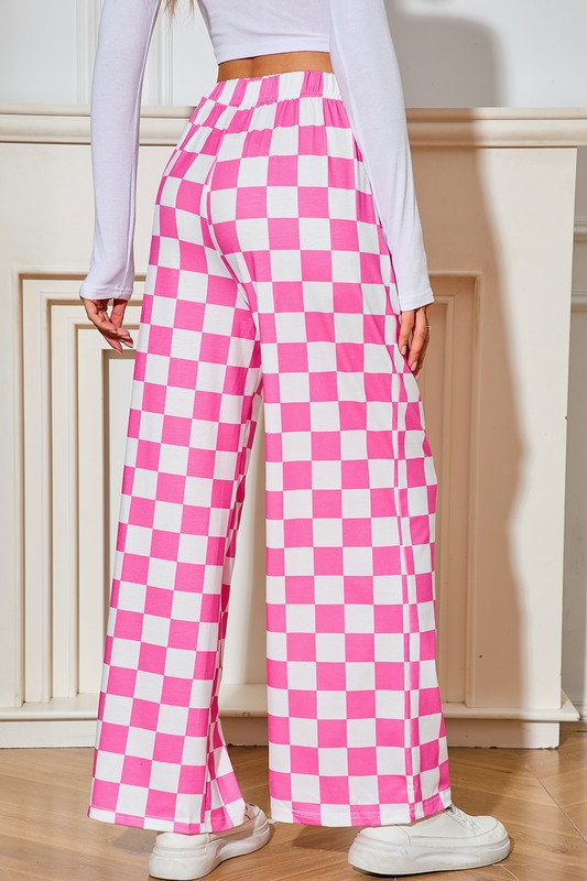 Checkered Wide Leg Pants