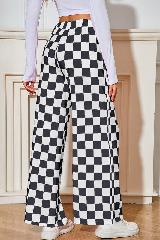 Checkered Wide Leg Pants