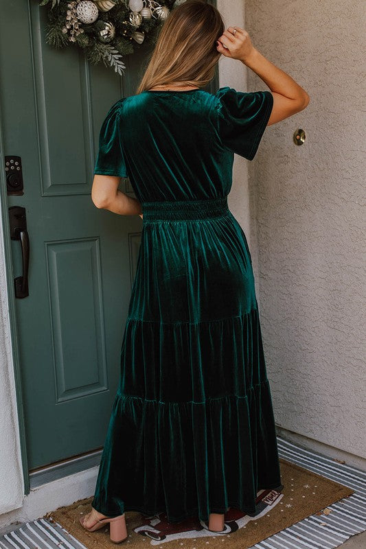 Velvet Tiered Maxi Dress