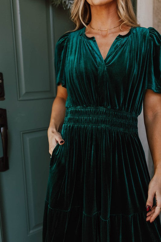 Velvet Tiered Maxi Dress