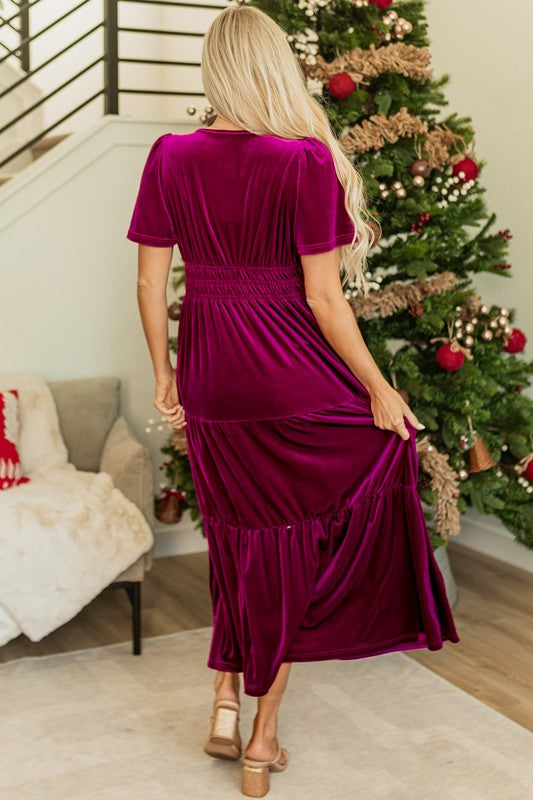 Velvet Tiered Maxi Dress