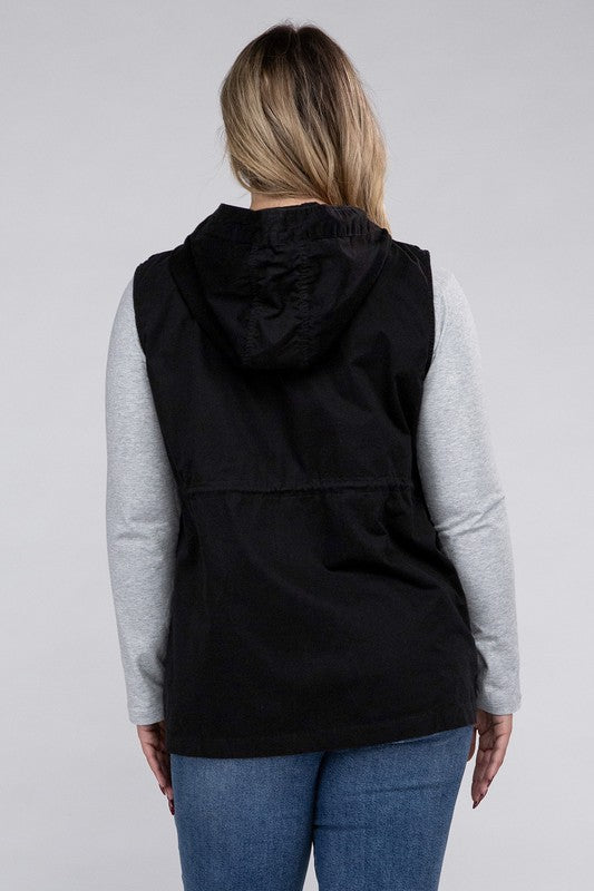 Plus Military Hoodie Vest