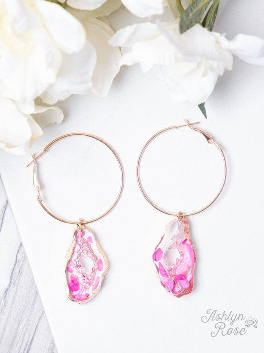 Pink Geode Hoop Earrings